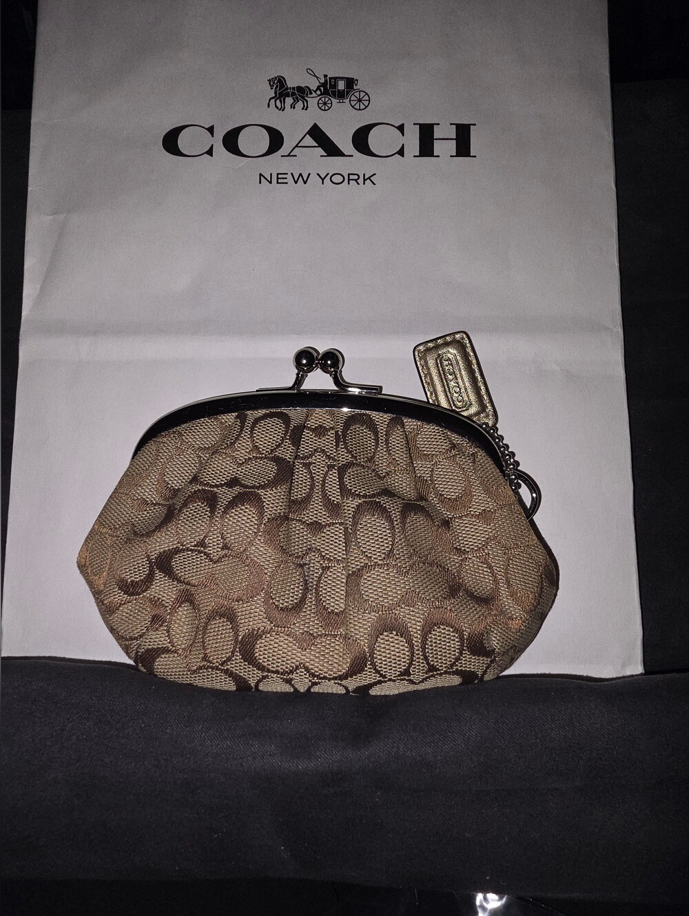 Vintage Coach Mini Signature Kisslock Coin Purse/pouch